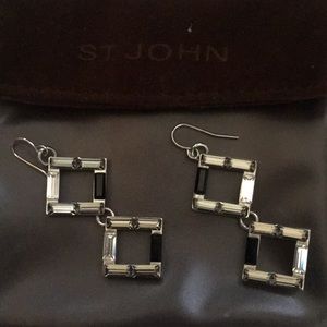 St. John Black & Silver Crystal Earrings